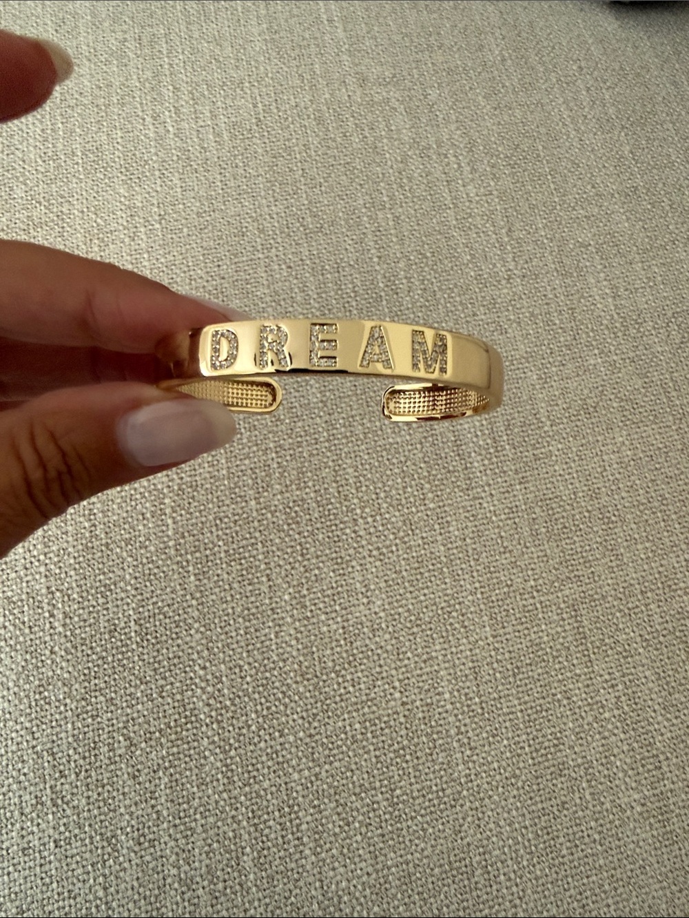 Gold 'DREAM' Crystal Accent Cuff Bracelet - Women Jewelry